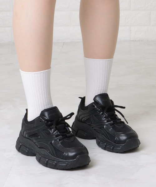 Lace Ladies(レースレディース)の「ソリッドカラー 厚底 メッシュ ダッド スニーカー(スニーカー・レディース・ブラック/ホワイト・23/24/24.5/23.5/ 25)」の9枚目の写真