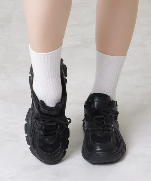 Lace Ladies(レースレディース)の「ソリッドカラー 厚底 メッシュ ダッド スニーカー(スニーカー・レディース・ブラック/ホワイト・23/24/24.5/23.5/ 25)」の10枚目の写真