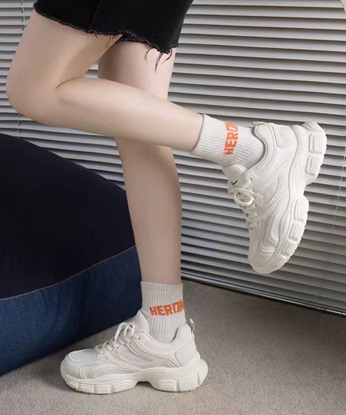 Lace Ladies(レースレディース)の「ソリッドカラー 厚底 メッシュ ダッド スニーカー(スニーカー・レディース・ブラック/ホワイト・23/24/24.5/23.5/ 25)」の11枚目の写真