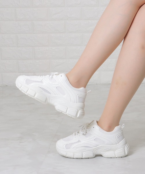Lace Ladies(レースレディース)の「ソリッドカラー 厚底 メッシュ ダッド スニーカー(スニーカー・レディース・ブラック/ホワイト・23/24/24.5/23.5/ 25)」の15枚目の写真