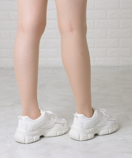 Lace Ladies(レースレディース)の「ソリッドカラー 厚底 メッシュ ダッド スニーカー(スニーカー・レディース・ブラック/ホワイト・23/24/24.5/23.5/ 25)」の16枚目の写真