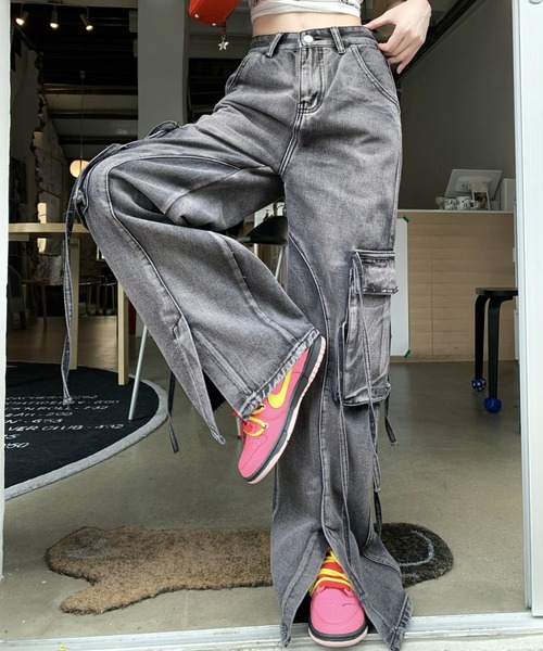 セール】ヴィンテージフリンジデニムパンツ（デニムパンツ）｜DIAVEL