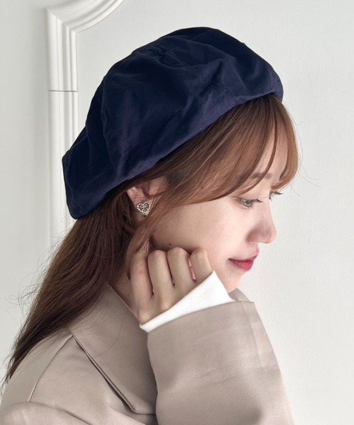 SOLLON.（ソルロン）の「シンプルツイルベレー帽（ハンチング/ベレー帽・レディース・アイボリー/ネイビー/カーキ/ブラック・FREE）」の4枚目の写真