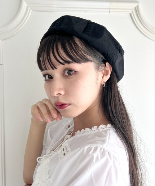 SOLLON.（ソルロン）の「シンプルツイルベレー帽（ハンチング/ベレー帽・レディース・アイボリー/ネイビー/カーキ/ブラック・FREE）」の3枚目の写真