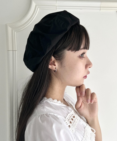 SOLLON.（ソルロン）の「シンプルツイルベレー帽（ハンチング/ベレー帽・レディース・アイボリー/ネイビー/カーキ/ブラック・FREE）」の11枚目の写真