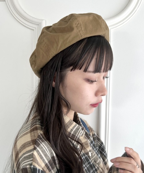 SOLLON.（ソルロン）の「シンプルツイルベレー帽（ハンチング/ベレー帽・レディース・アイボリー/ネイビー/カーキ/ブラック・FREE）」の13枚目の写真