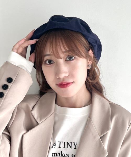 SOLLON.（ソルロン）の「シンプルツイルベレー帽（ハンチング/ベレー帽・レディース・アイボリー/ネイビー/カーキ/ブラック・FREE）」の17枚目の写真