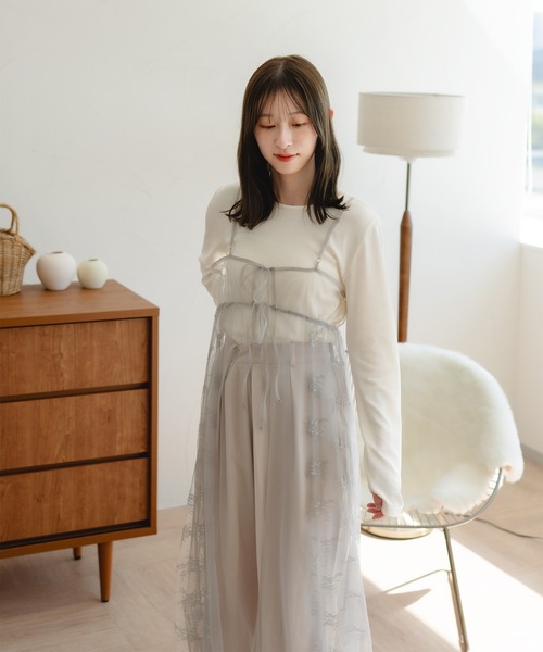 favclo.（ファブクロ）の「tulle camisole one-piece / チュールキャミソールワンピース（ワンピース・レディース・ホワイト/グレー/ブラック・FREE）」の7枚目の写真