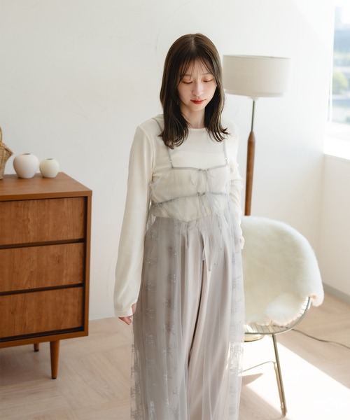 favclo.（ファブクロ）の「tulle camisole one-piece / チュールキャミソールワンピース（ワンピース・レディース・ホワイト/グレー/ブラック・FREE）」の6枚目の写真