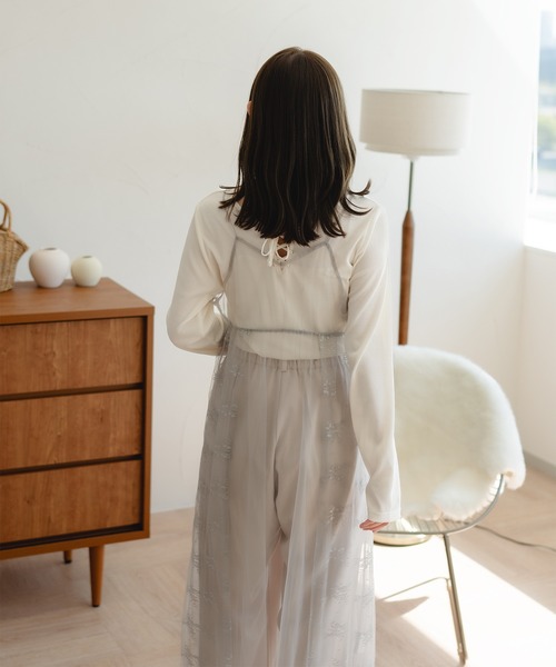 favclo.（ファブクロ）の「tulle camisole one-piece / チュールキャミソールワンピース（ワンピース・レディース・ホワイト/グレー/ブラック・FREE）」の5枚目の写真