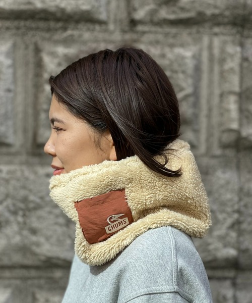 CHUMS(チャムス)の「【CHUMS】Bonding Fleece Neck Warmer / ボンディングフリースネックウォーマー(ネックウォーマー/スヌード・メンズ・ベージュ/ブラック・FREE)」の2枚目の写真