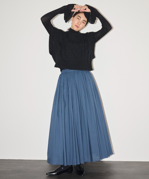 Libra Cue(リブラ キュー)の「ケーブルニットベスト(ベスト・レディース・ブラック/アイボリー・FREE)」の7枚目の写真