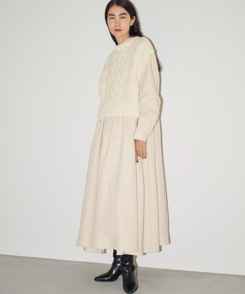 Libra Cue(リブラ キュー)の「ケーブルニットベスト(ベスト・レディース・ブラック/アイボリー・FREE)」の15枚目の写真