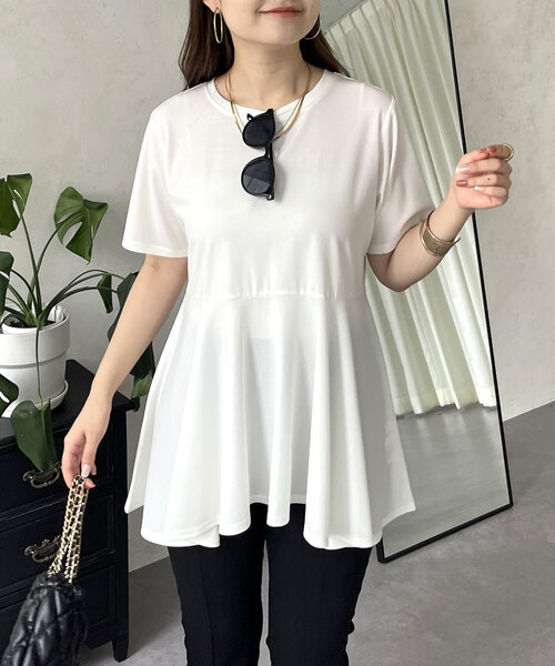バックメタルペプラムフレアTシャツ（Tシャツ/カットソー