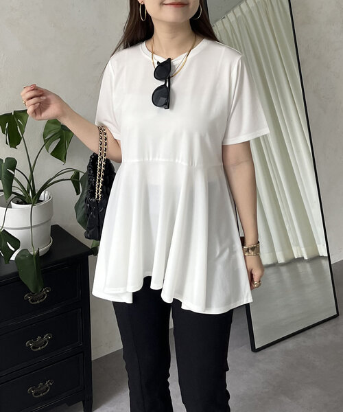 prose verse（プロズヴェール）の「バックメタルペプラムフレアTシャツ（Tシャツ/カットソー・レディース・ブラック/オフホワイト・MEDIUM/LARGE）」の8枚目の写真