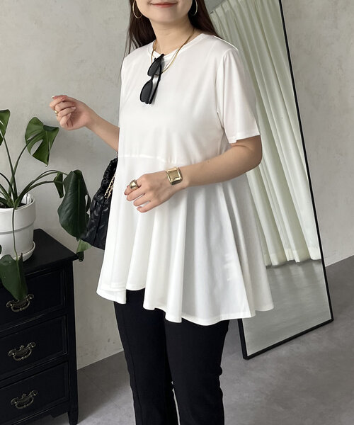 prose verse（プロズヴェール）の「バックメタルペプラムフレアTシャツ（Tシャツ/カットソー・レディース・ブラック/オフホワイト・MEDIUM/LARGE）」の10枚目の写真