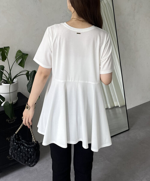 prose verse（プロズヴェール）の「バックメタルペプラムフレアTシャツ（Tシャツ/カットソー・レディース・ブラック/オフホワイト・MEDIUM/LARGE）」の11枚目の写真