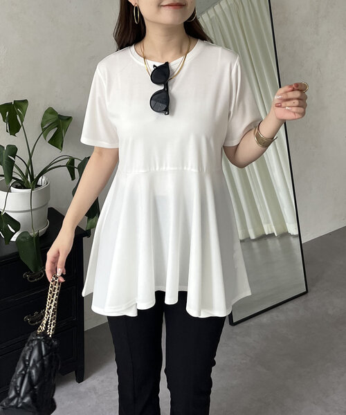 prose verse（プロズヴェール）の「バックメタルペプラムフレアTシャツ（Tシャツ/カットソー・レディース・ブラック/オフホワイト・MEDIUM/LARGE）」の16枚目の写真