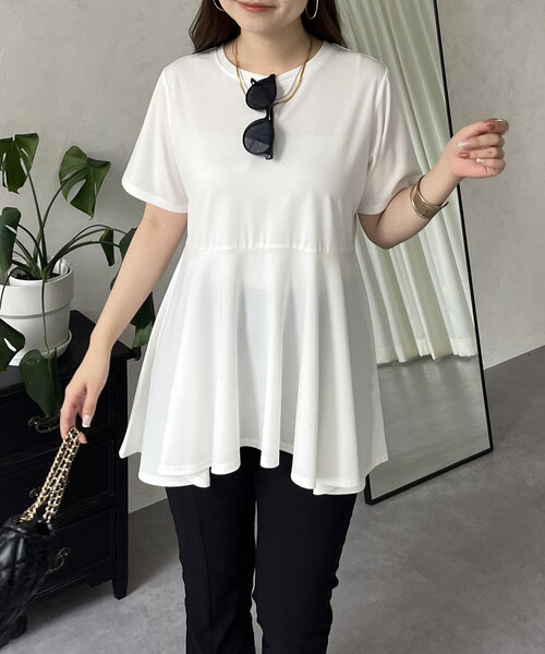 prose verse（プロズヴェール）の「バックメタルペプラムフレアTシャツ（Tシャツ/カットソー・レディース・ブラック/オフホワイト・MEDIUM/LARGE）」の17枚目の写真