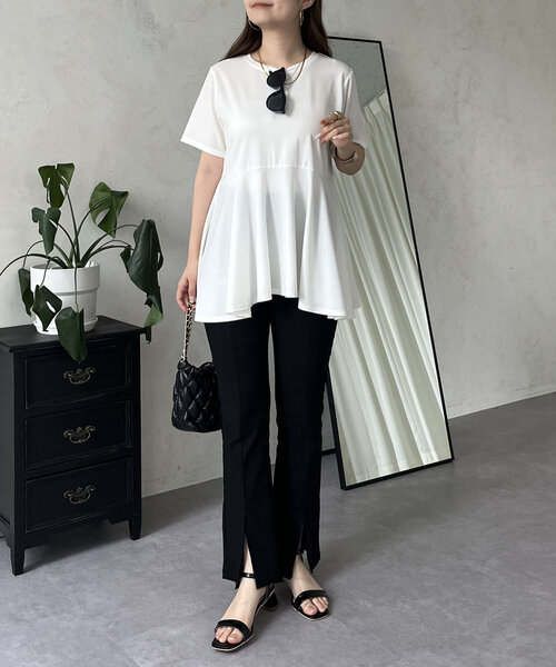 prose verse（プロズヴェール）の「バックメタルペプラムフレアTシャツ（Tシャツ/カットソー・レディース・ブラック/オフホワイト・MEDIUM/LARGE）」の20枚目の写真