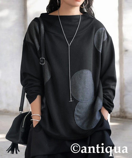 antiqua(アンティカ)の「ドットステッチトップス(Tシャツ/カットソー・レディース・ブラック・ONESIZE)」の3枚目の写真