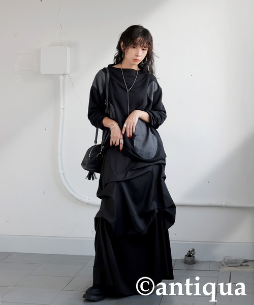 antiqua(アンティカ)の「ドットステッチトップス(Tシャツ/カットソー・レディース・ブラック・ONESIZE)」の5枚目の写真
