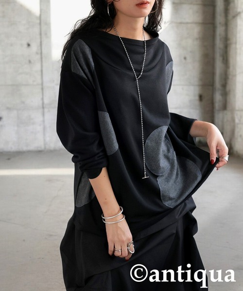 antiqua(アンティカ)の「ドットステッチトップス(Tシャツ/カットソー・レディース・ブラック・ONESIZE)」の6枚目の写真