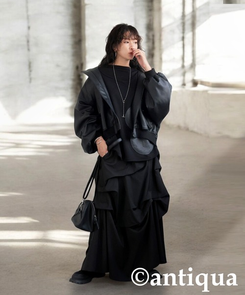antiqua(アンティカ)の「ドットステッチトップス(Tシャツ/カットソー・レディース・ブラック・ONESIZE)」の7枚目の写真
