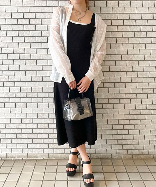 GORGE(ゴージ)の「《ストライプ×シアー素材》レディース 長袖シャツ 羽織り ビッグシルエット 春夏秋(シャツ/ブラウス・レディース・ピンク/イエロー/ブルー/オフホワイト・F)」の14枚目の写真