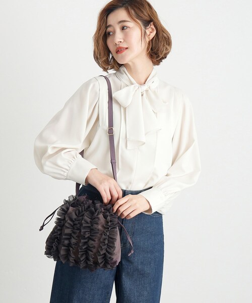 grove(グローブ)の「◆チュールティアード巾着ショルダー(ショルダーバッグ・レディース・グレー/チャコールグレー/ブラック・00)」の6枚目の写真