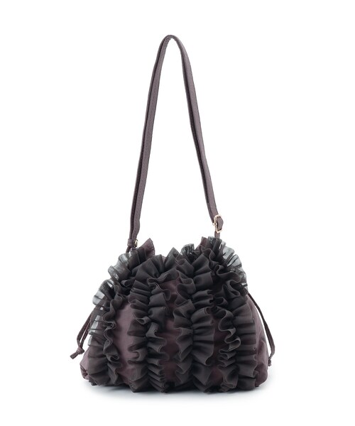 grove(グローブ)の「◆チュールティアード巾着ショルダー(ショルダーバッグ・レディース・グレー/チャコールグレー/ブラック・00)」の11枚目の写真