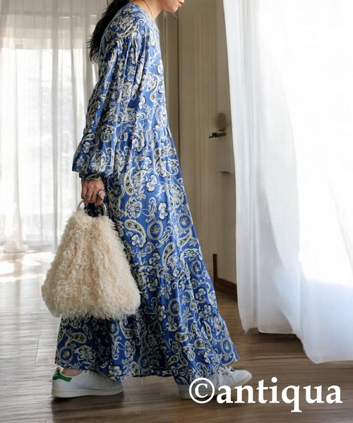 antiqua（アンティカ）の「ペイズリー花柄ワンピース（ワンピース・レディース・ブラック/ブルー・ONESIZE）」の6枚目の写真