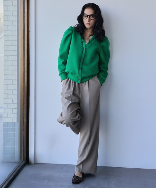 セール】《新色追加》ショルダーギャザーVネックカーディガン