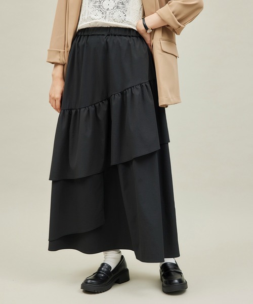 ROPE' PICNIC（ロペピクニック）の「アシンメトリーボリュームティアードスカート（スカート・レディース・カーキ/ブラック・38）」の14枚目の写真
