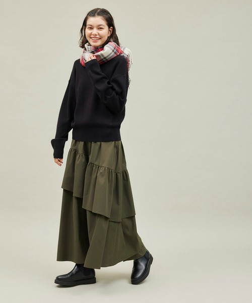 ROPE' PICNIC（ロペピクニック）の「アシンメトリーボリュームティアードスカート（スカート・レディース・カーキ/ブラック・38）」の15枚目の写真