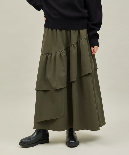ROPE' PICNIC（ロペピクニック）の「アシンメトリーボリュームティアードスカート（スカート・レディース・カーキ/ブラック・38）」の18枚目の写真