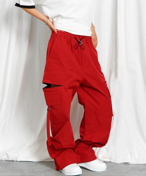 GORGE(ゴージ)の「《サイドジップ×2WAY》レディース カーゴパンツ ドロスト 美脚 ミリタリー 春夏秋(カーゴパンツ・レディース・レッド/ブルー/カーキ/イエロー/ブラック・F)」の5枚目の写真