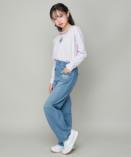 JENNI belle(ジェニィベル)の「【WEB限定】【コットン100%】スクエアクロスロンT(Tシャツ/カットソー・キッズ・ラベンダー/ブラック/オフホワイト・120cm/150cm/140cm/130cm)」の22枚目の写真