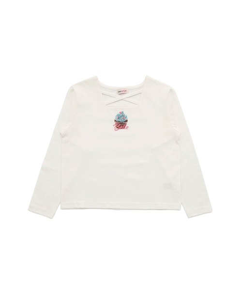 JENNI belle(ジェニィベル)の「【WEB限定】【コットン100%】スクエアクロスロンT(Tシャツ/カットソー・キッズ・ラベンダー/ブラック/オフホワイト・120cm/150cm/140cm/130cm)」の9枚目の写真