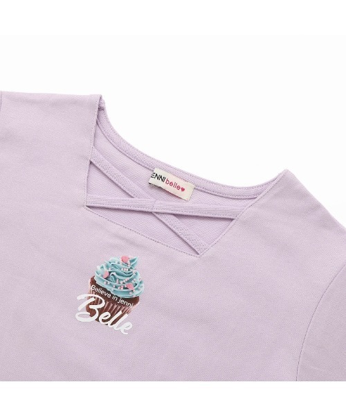 JENNI belle(ジェニィベル)の「【WEB限定】【コットン100%】スクエアクロスロンT(Tシャツ/カットソー・キッズ・ラベンダー/ブラック/オフホワイト・120cm/150cm/140cm/130cm)」の16枚目の写真