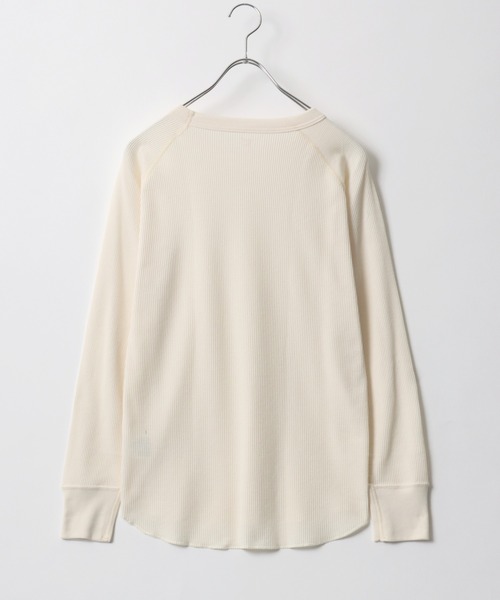 HANES(ヘインズ)の「Hanes(ヘインズ)ワッフル ラグランクルーネックロンT レディース/長袖Tシャツ/パックT/サーマルロンT(Tシャツ/カットソー・レディース・オフホワイト/ネイビー/ブラック/グレー・FREE)」の10枚目の写真