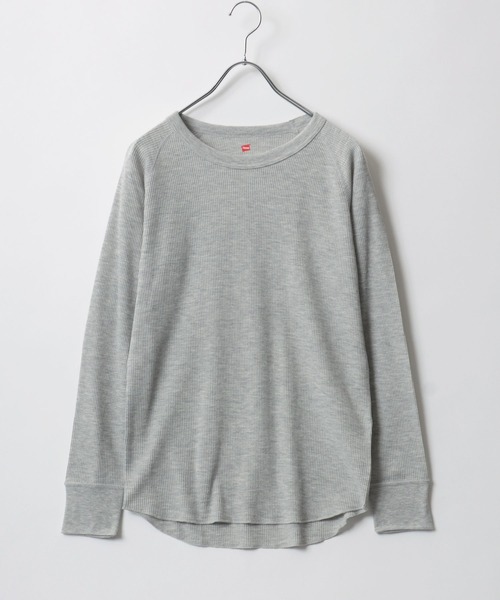 HANES(ヘインズ)の「Hanes(ヘインズ)ワッフル ラグランクルーネックロンT レディース/長袖Tシャツ/パックT/サーマルロンT(Tシャツ/カットソー・レディース・オフホワイト/ネイビー/ブラック/グレー・FREE)」の12枚目の写真