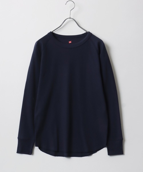 HANES(ヘインズ)の「Hanes(ヘインズ)ワッフル ラグランクルーネックロンT レディース/長袖Tシャツ/パックT/サーマルロンT(Tシャツ/カットソー・レディース・オフホワイト/ネイビー/ブラック/グレー・FREE)」の13枚目の写真