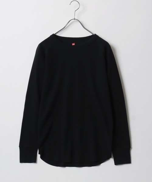 HANES(ヘインズ)の「Hanes(ヘインズ)ワッフル ラグランクルーネックロンT レディース/長袖Tシャツ/パックT/サーマルロンT(Tシャツ/カットソー・レディース・オフホワイト/ネイビー/ブラック/グレー・FREE)」の11枚目の写真