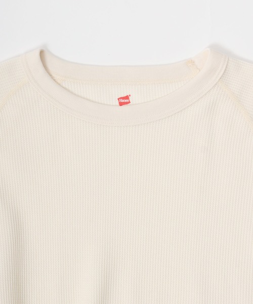 HANES(ヘインズ)の「Hanes(ヘインズ)ワッフル ラグランクルーネックロンT レディース/長袖Tシャツ/パックT/サーマルロンT(Tシャツ/カットソー・レディース・オフホワイト/ネイビー/ブラック/グレー・FREE)」の14枚目の写真