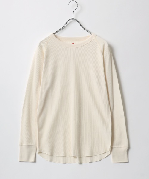 Hanes（ヘインズ）ワッフル ラグランクルーネックロンT レディース