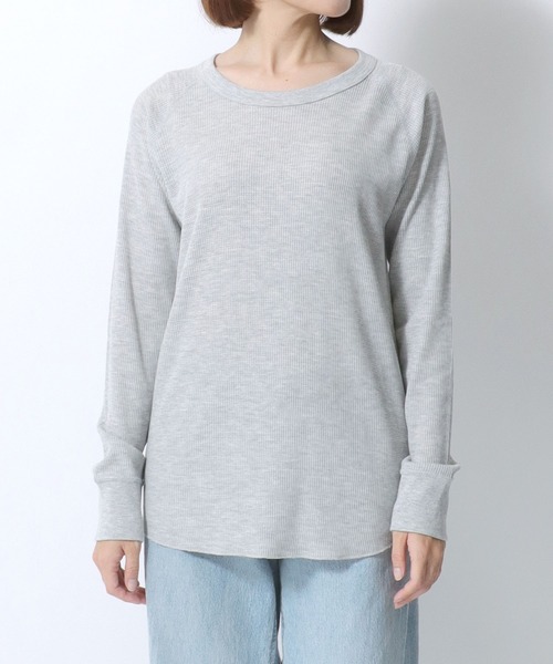 HANES(ヘインズ)の「Hanes(ヘインズ)ワッフル ラグランクルーネックロンT レディース/長袖Tシャツ/パックT/サーマルロンT(Tシャツ/カットソー・レディース・オフホワイト/ネイビー/ブラック/グレー・FREE)」の22枚目の写真