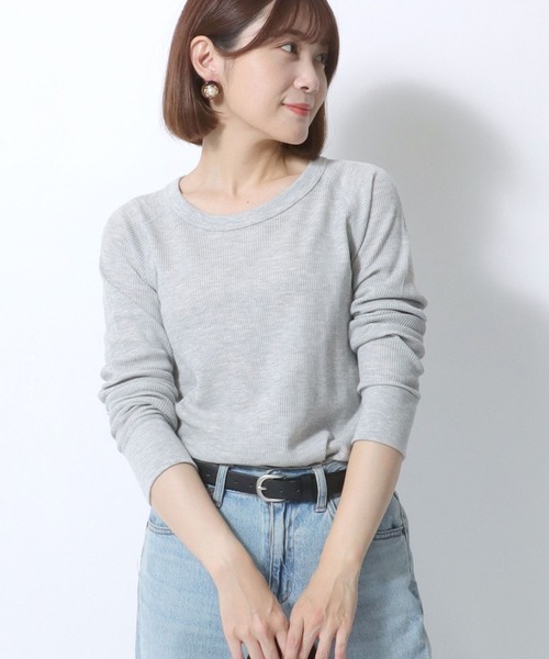 Hanes（ヘインズ）ワッフル ラグランクルーネックロンT レディース