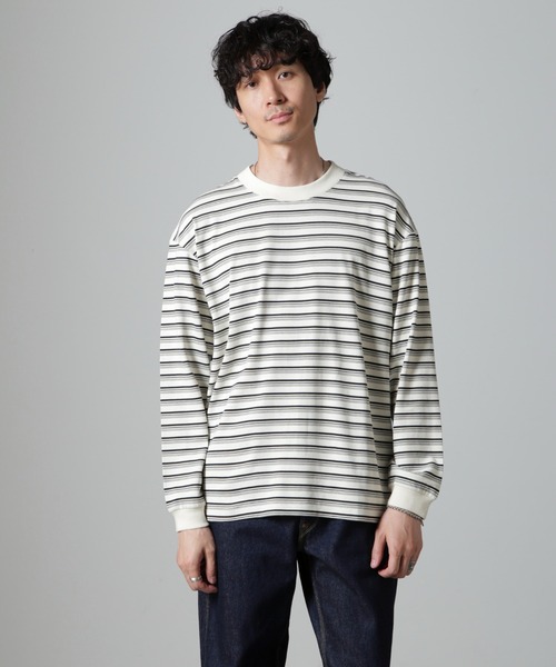 【セール】Anti Soaked(R) ランダムボーダークルーネックTシャツ 長袖（Tシャツ/カットソー）｜nano･universe（ナノユニバース）