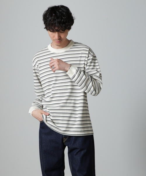【セール】Anti Soaked(R) ランダムボーダークルーネックTシャツ 長袖（Tシャツ/カットソー）｜nano･universe（ナノユニバース）
